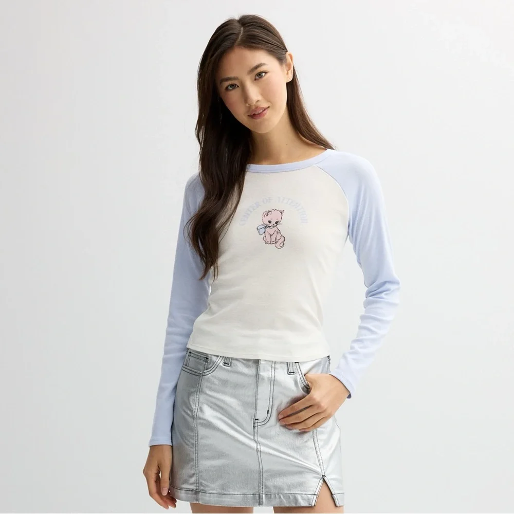 NEW Threads of Lux Kitty Graphic Long Sleeve Top‎